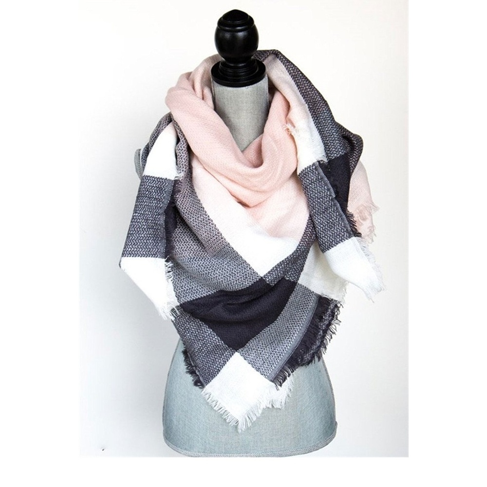 Plaid blanket scarf